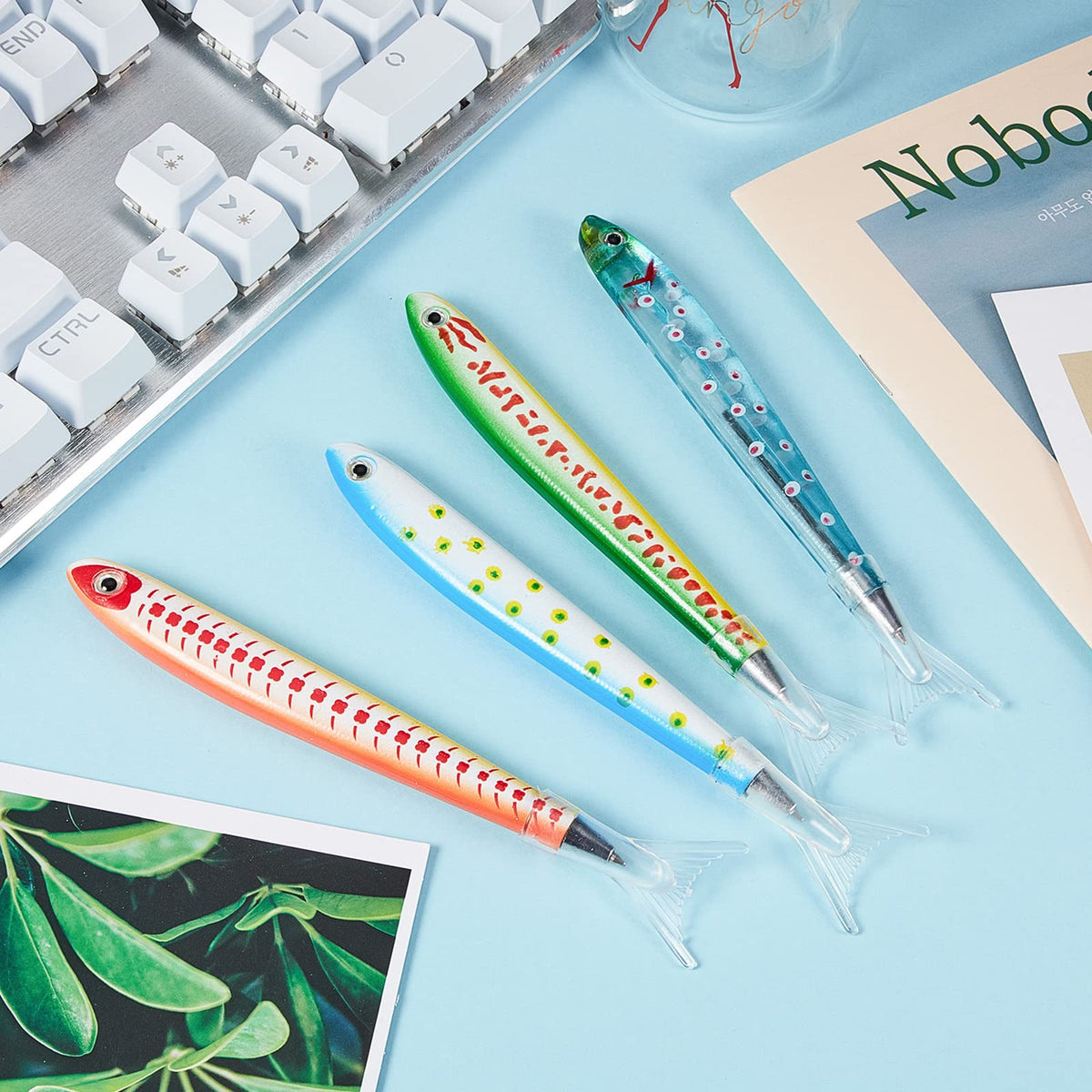 Outus 30 Pieces Fish Pens Fishing Birthday Party Favors Decoration Writing Ballpoint Pens for