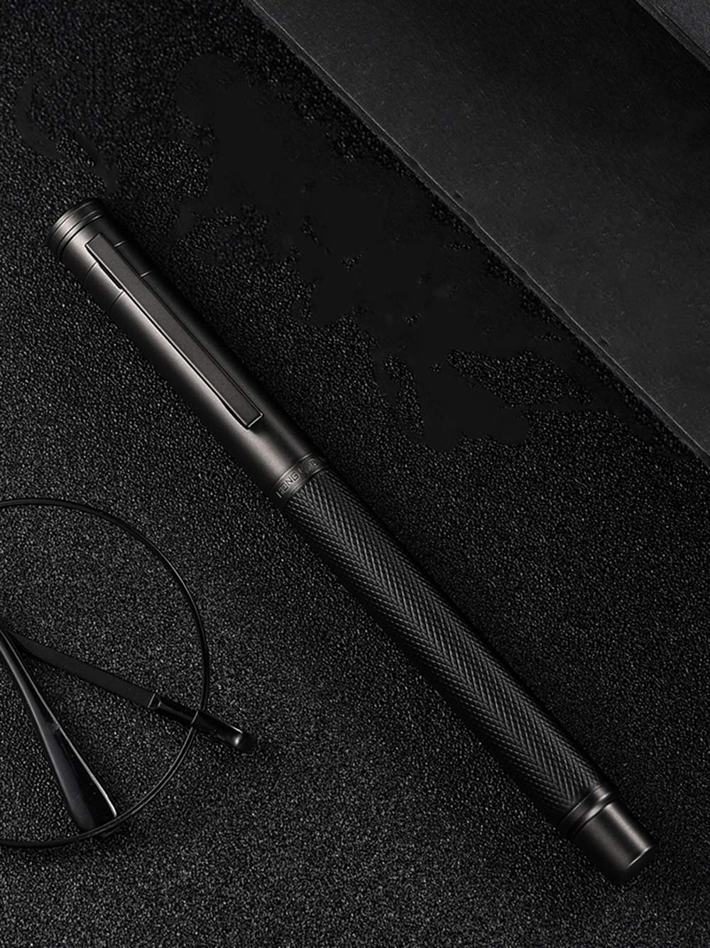 Hongdian Black Forest Fountain Pen Titanium Black Bent Nib Beautiful Tree Texture Calligraphy Gift