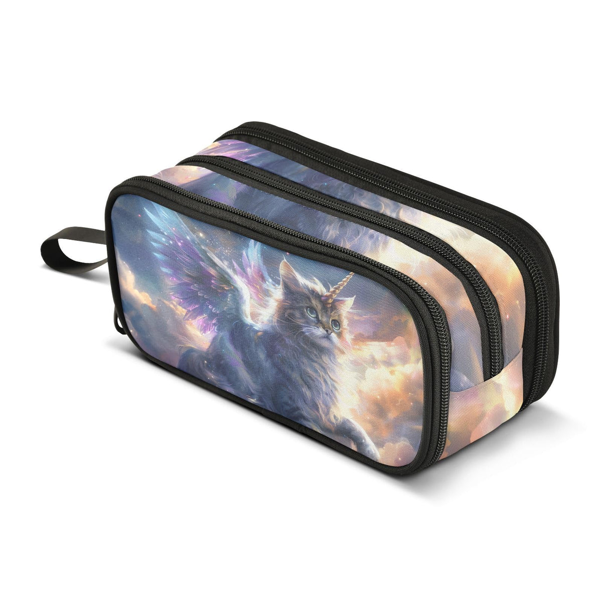 BOENLE Unicorn Cat with Wings Pencil Case Box Boys Girls Large Pencil Pouch Zipper Compartments Big