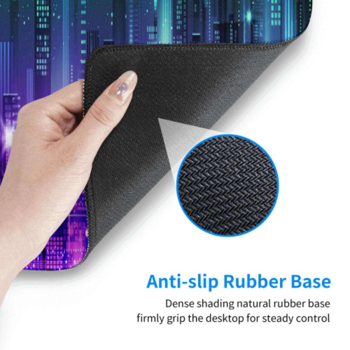Purple Blue Gaming Mouse Pad 31.5 X 11.8 Inch XL Futuristic Cool Vaporwave City Print Big Mousepad