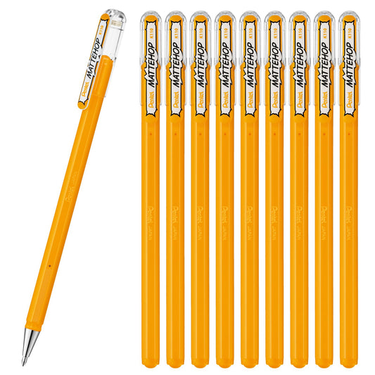 Pentel Color Ballpoint Pen, Matte Hop, Yellow Orange, 10 Count K110-VF2