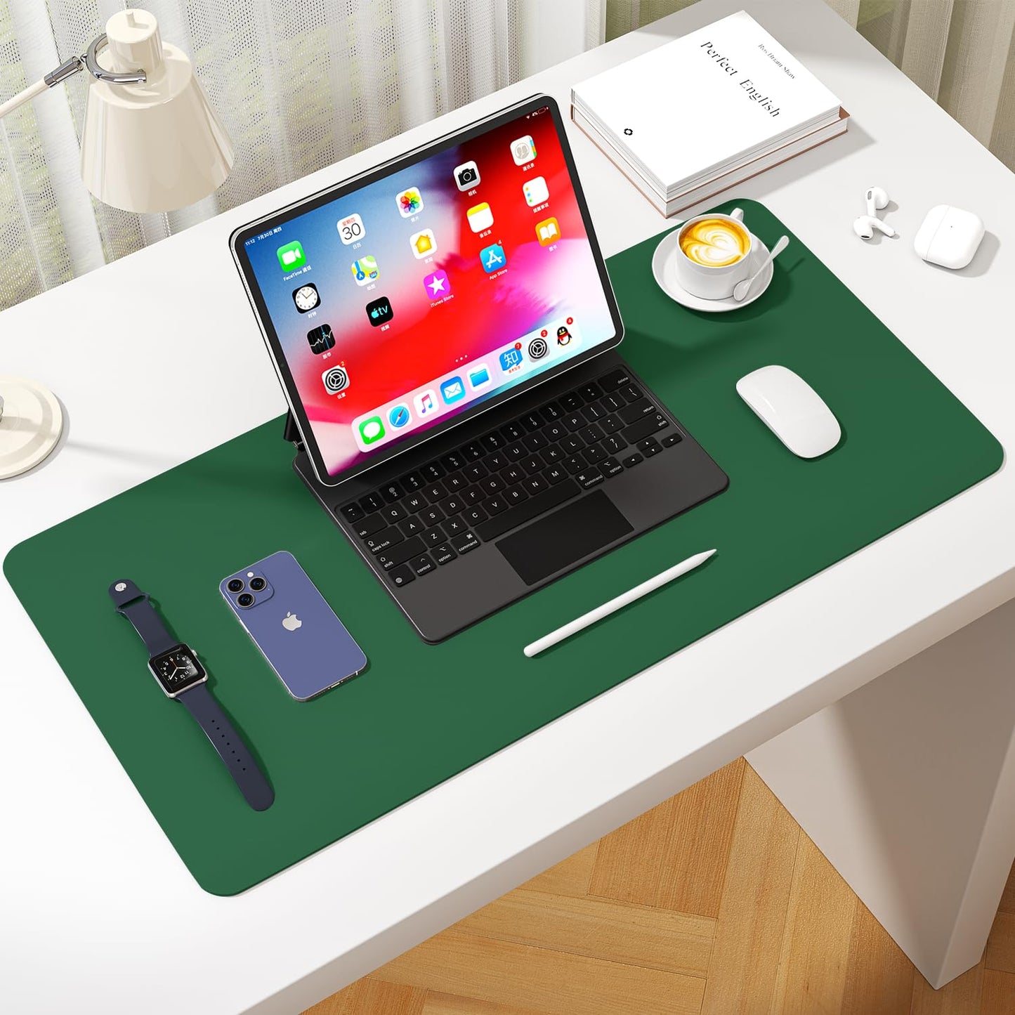 Leather Desk Pad Protector, Waterproof Mouse Pad, PU Desk Mat, Office Desk Cover, Desk Writing Mat