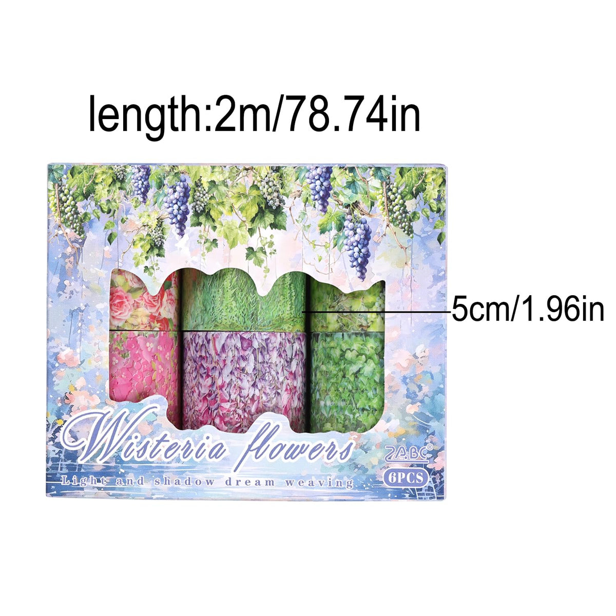YOUQIWJ Vintage Floral Wide Washi Tape, 6 PET Rolls for Journaling Crafts