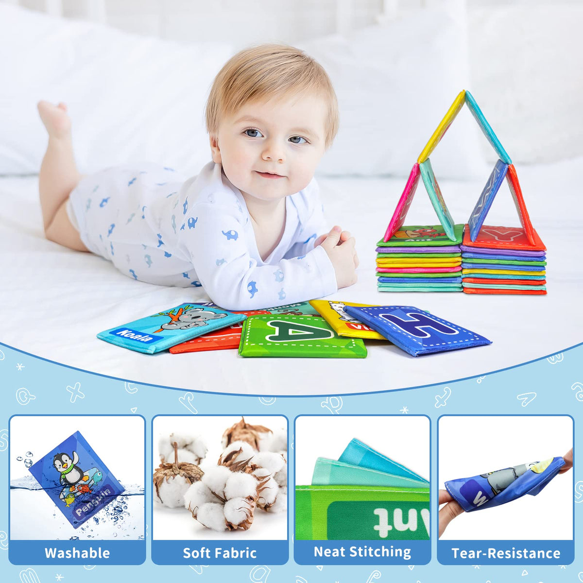 Dr.Rapeti ABC Flash Cards, Soft Alphabet Cards, 26pcs ABC Alphabet Cards