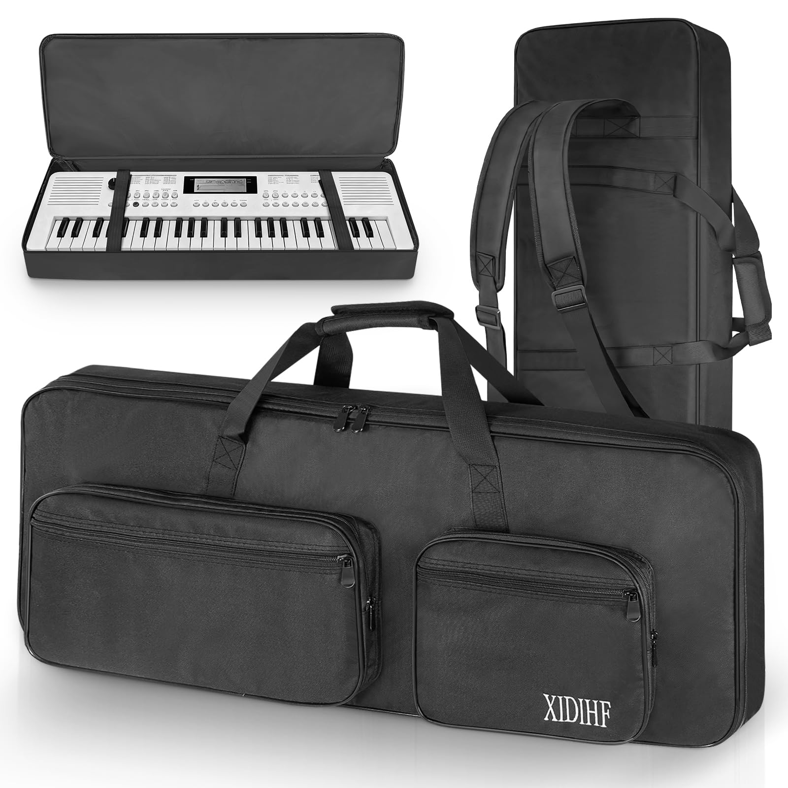 XIDIHF 49 Key Keyboard Gig Bag 10mm Padded Full Protection with Adjustable Straps, 4 Pockets for