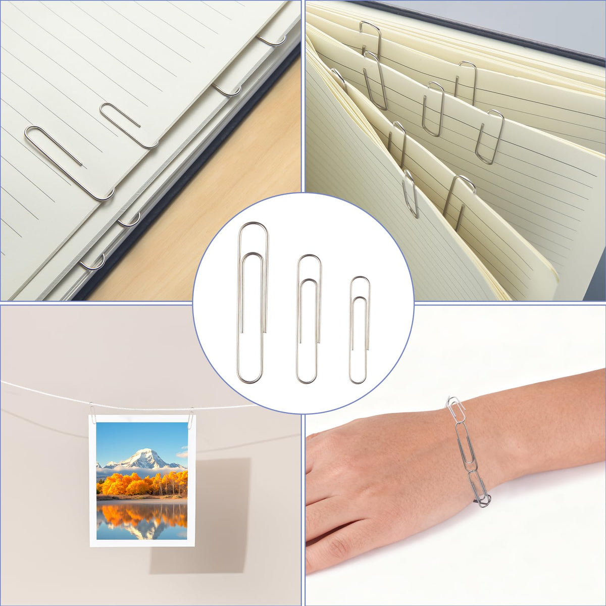 360PCS Black Assorted Size Paper Clips and Binder Clips, Paperclips Large Medium Small, Binder Clip
