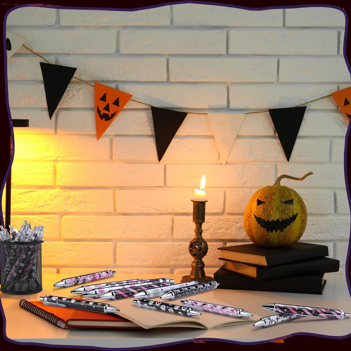 Cholemy 48 Pcs Halloween Pens Bulk Halloween Party Ballpoint Pens