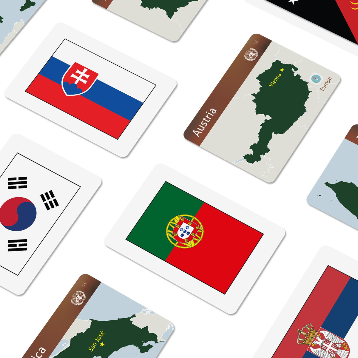 CARDDIA | Collection of Country Flags Educational Flashcards | 242 Flags with Country Names