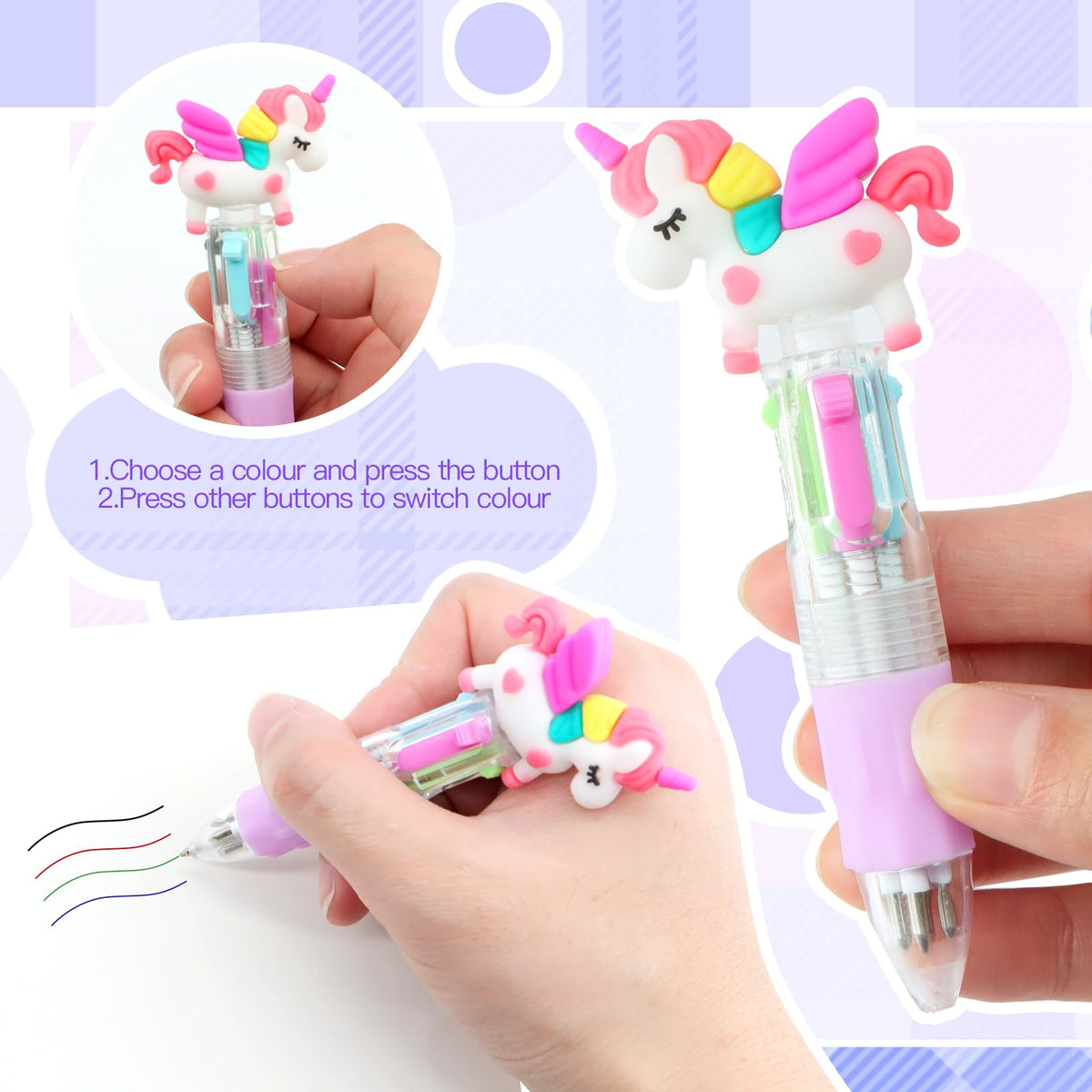 Scettar 32Pcs Multicolor Pen in One 4-in-1, Cute Ballpoint Pens Bulk for School Office, Classroom