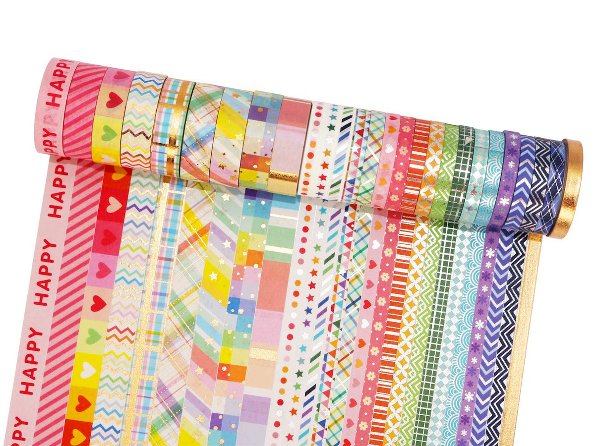 YUBBAEX Bright Mix Gold Washi Tape Set VSCO Foil Masking Tape Decorative for Arts, DIY Crafts