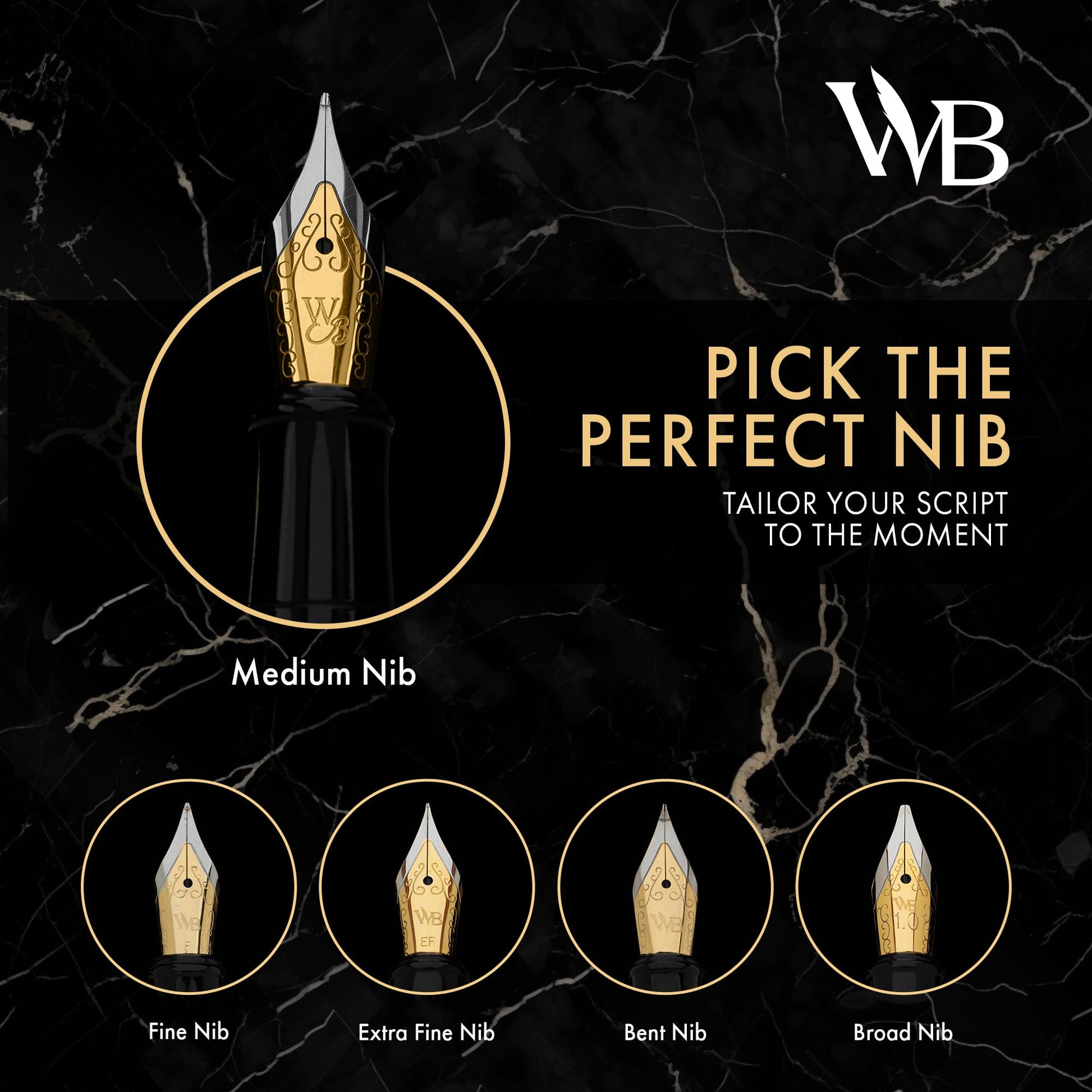 Wordsworth & Black Luxury Fountain Pen Set for Writing, Medium Nib, Brown