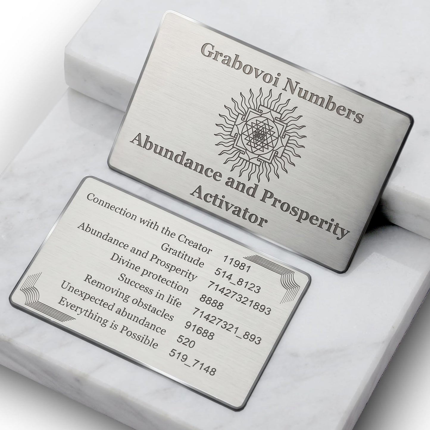 SANA Numerana Grabovoi Numbers Abundance Card | Stainless Steel Millionaire Code Prosperity