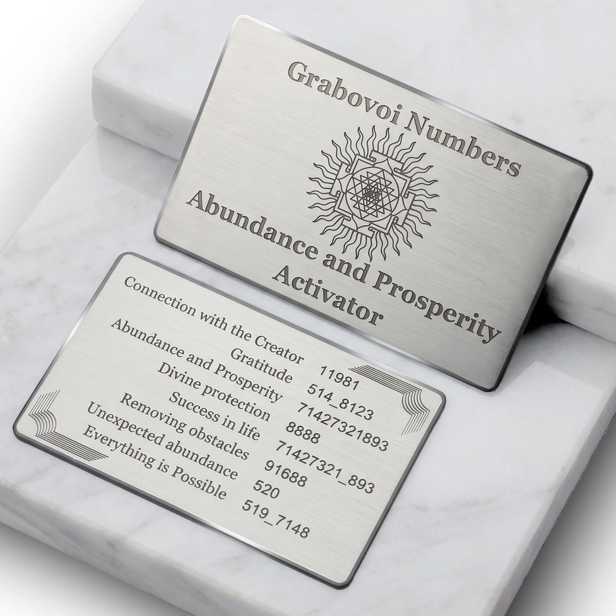 SANA Numerana Grabovoi Numbers Abundance Card | Stainless Steel Millionaire Code Prosperity