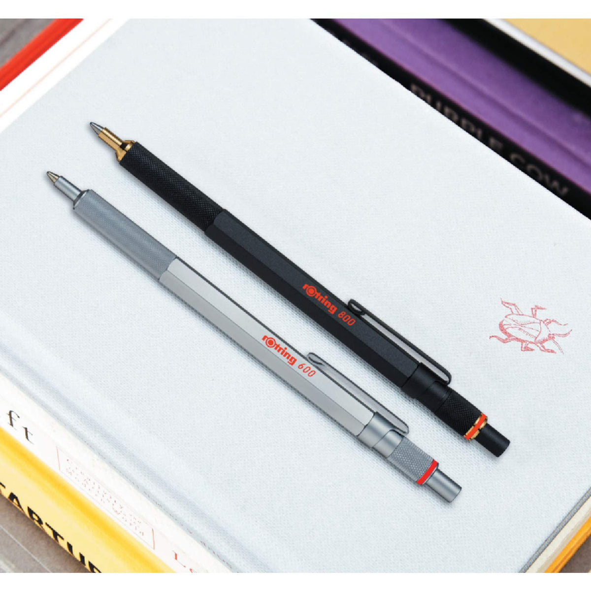 Rotring 600 Ballpoint Pen, Medium Point, Black Ink, Silver Metal Barrel, Refillable, 1 Count