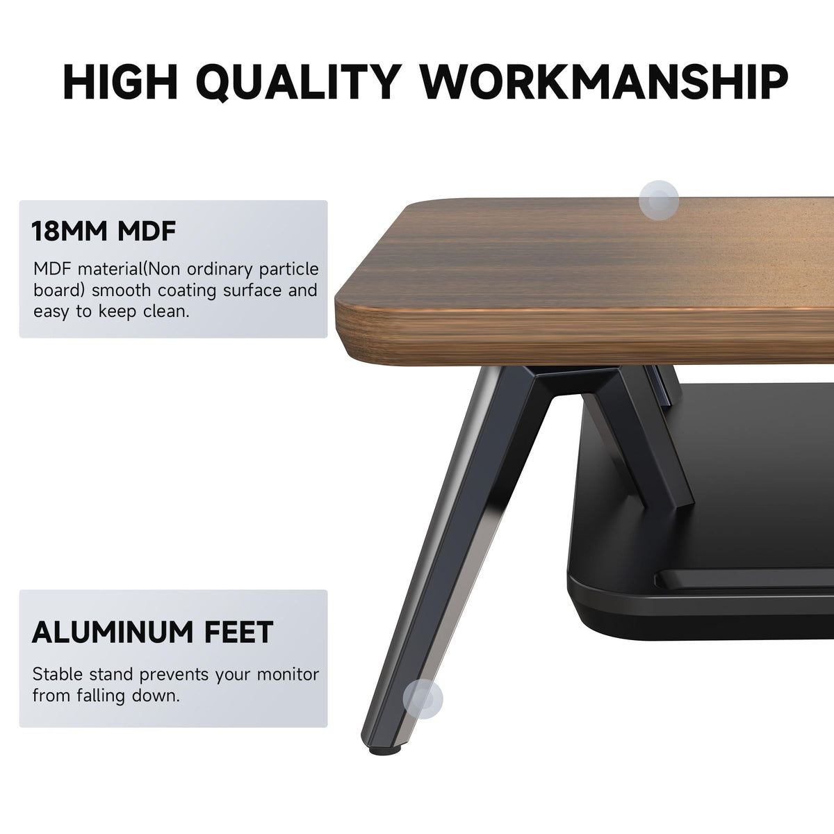 Fenge Monitor Stand Riser, Wooden Desk Shelf with 2-Tier Storage