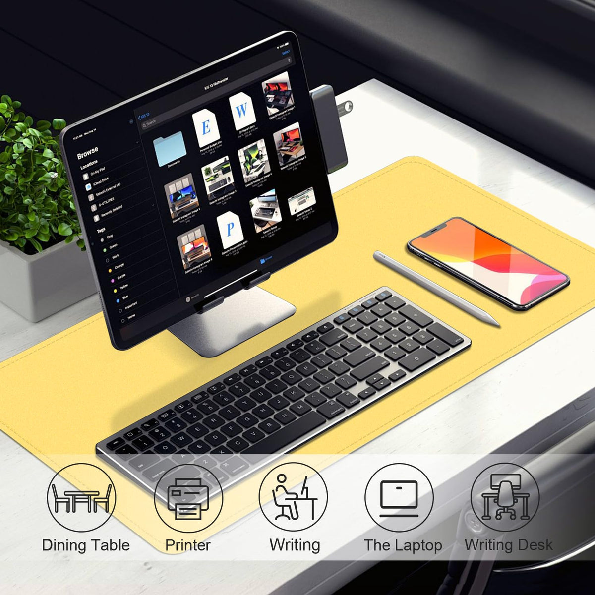 Leather Desk Pad Protector, 39.4'' X 17'' Large Mouse Pad, Office Desk Mat, Non-Slip PU Leather &
