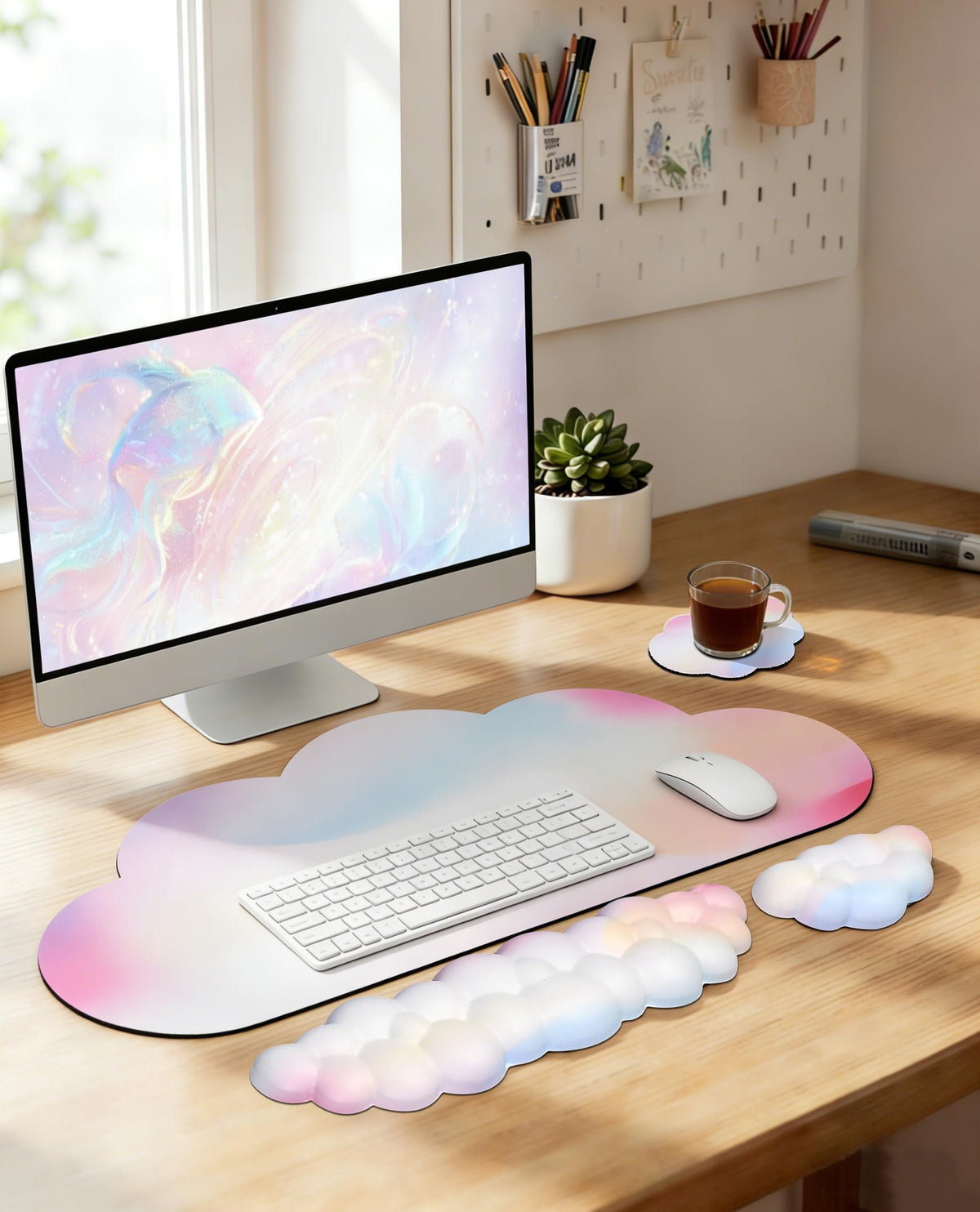 JIKIOU Ergonomic Keyboard Wrist Rest &Large Mouse Pad&Mouse Wrist & Cup Pad