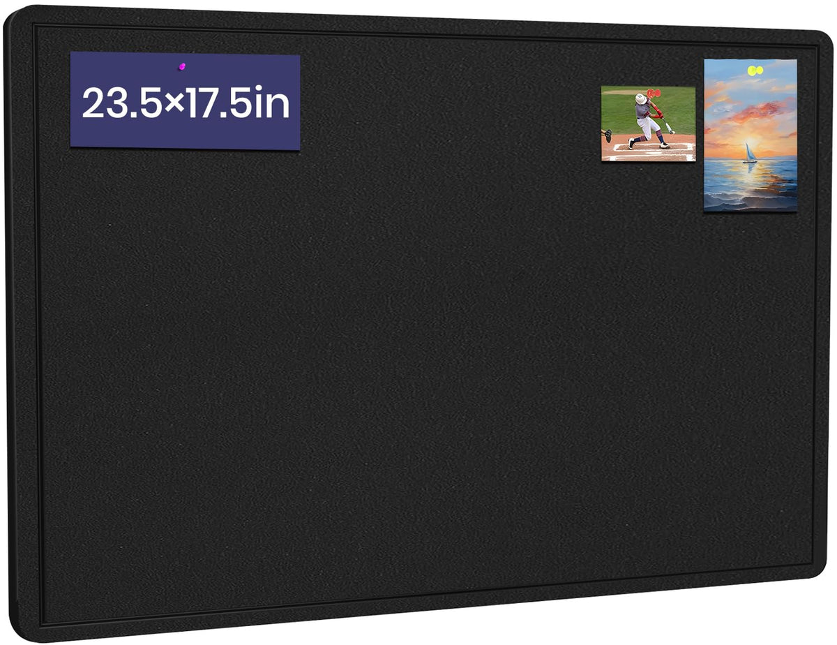 Bulletin Board 24" x 18" Felt Cork Board - Decorative Pin Board, Black