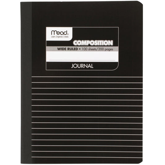 Mead Composition Notebook, Wide Ruled Paper, 9-3/4" x 7-1/2", 100 Sheets per Comp Book, Black/White