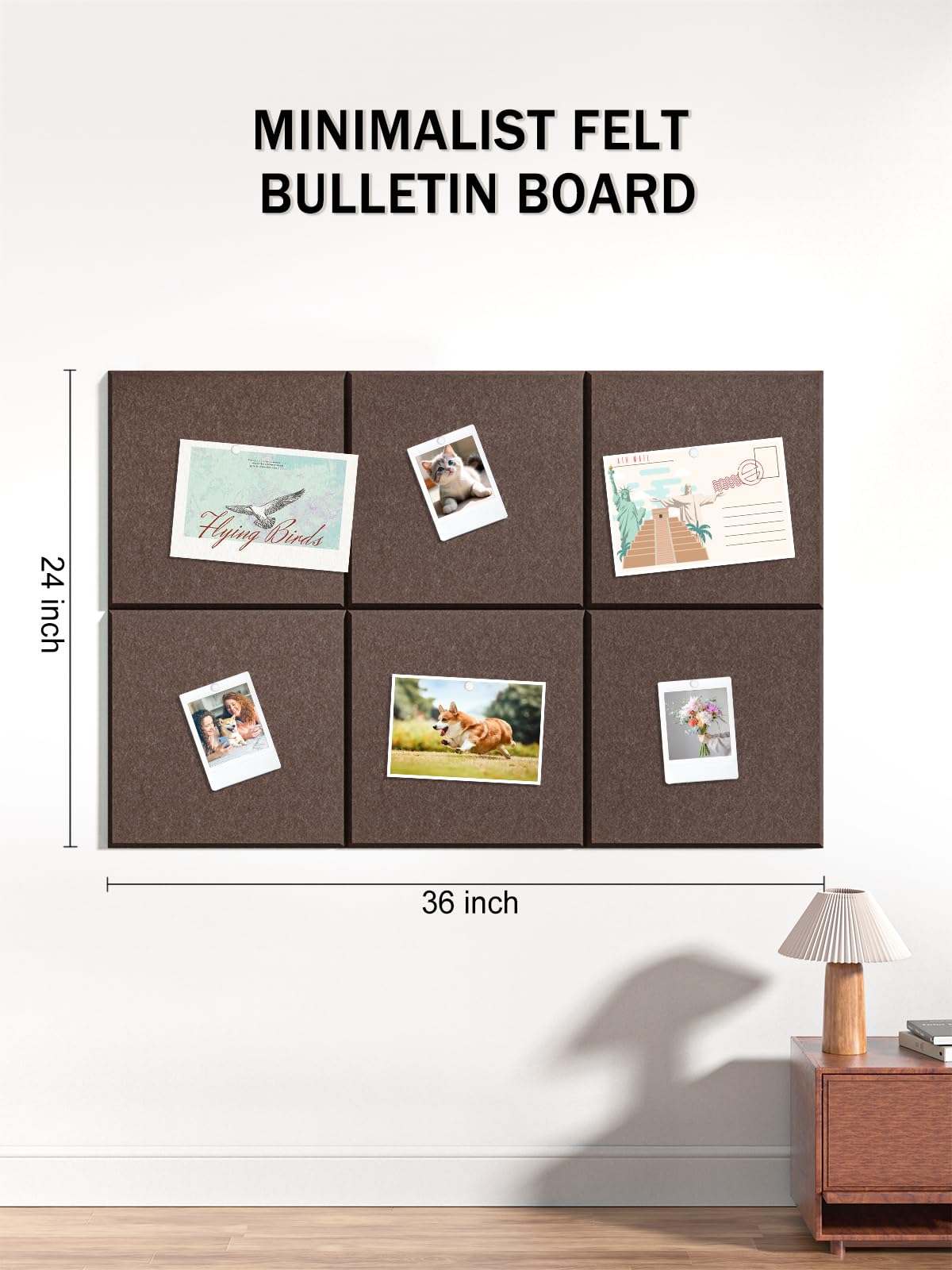 Hsurbtra Large Cork Board for Wall 36 x 24 Inch, 6 Pack Felt Bulletin Notice Board with Pushpins
