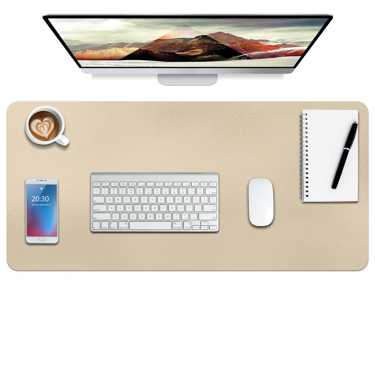 Boutilon Leather Desk Pad Protector,Non-Slip Mouse Pad,Laptop Desk Pad,Office Mouse Mat,Waterproof