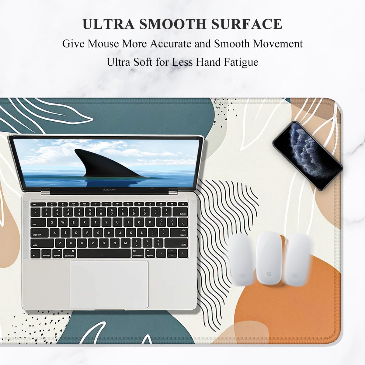 Auhoahsil Large Mouse Pad, XXL Desk Pad, Extened 35" x 15", Non-Slip Rubber Base, Stitched Edges