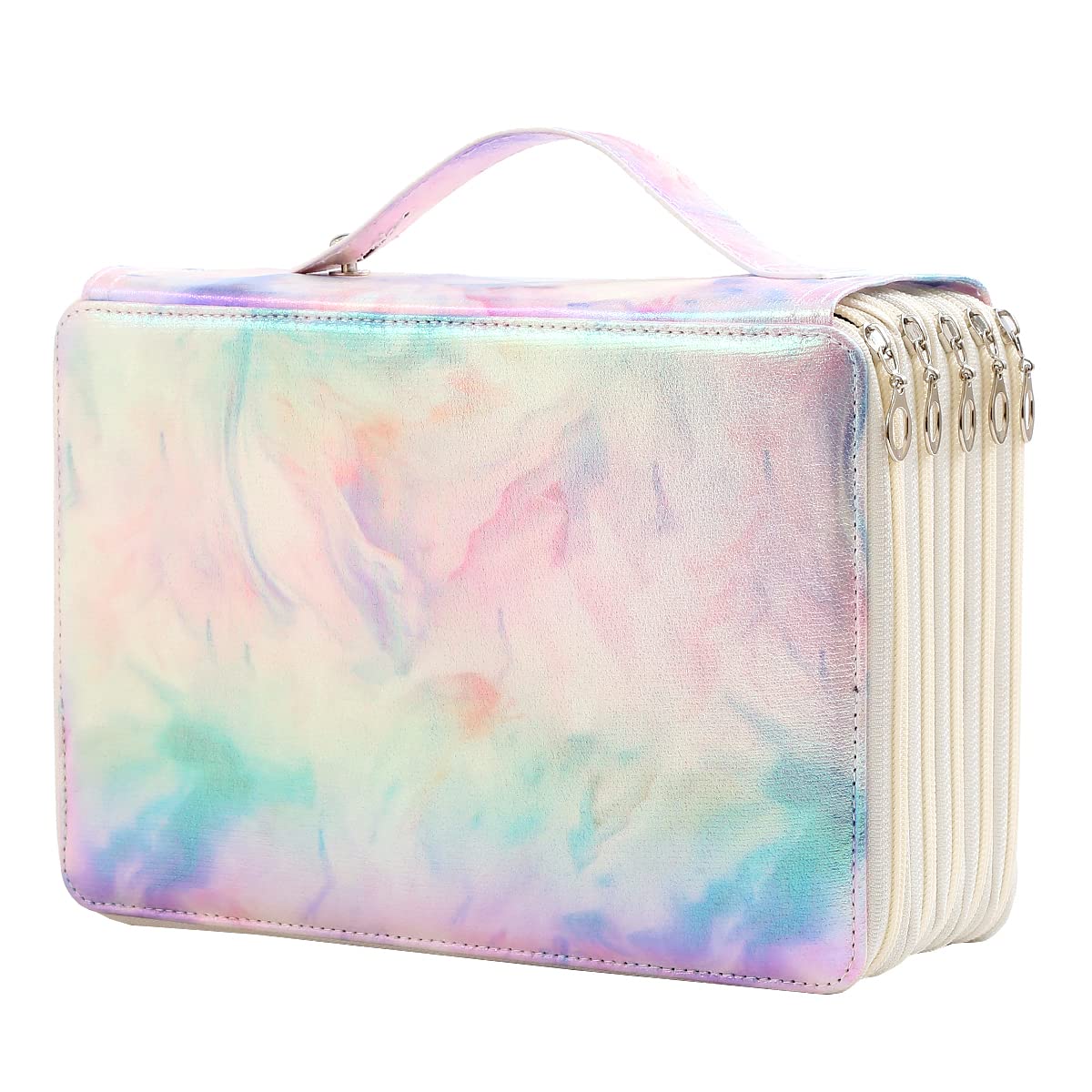 Lbxgap Portable Colored 250 Slots Pencil case Organizer with Printing Pattern for Watercolor Pens