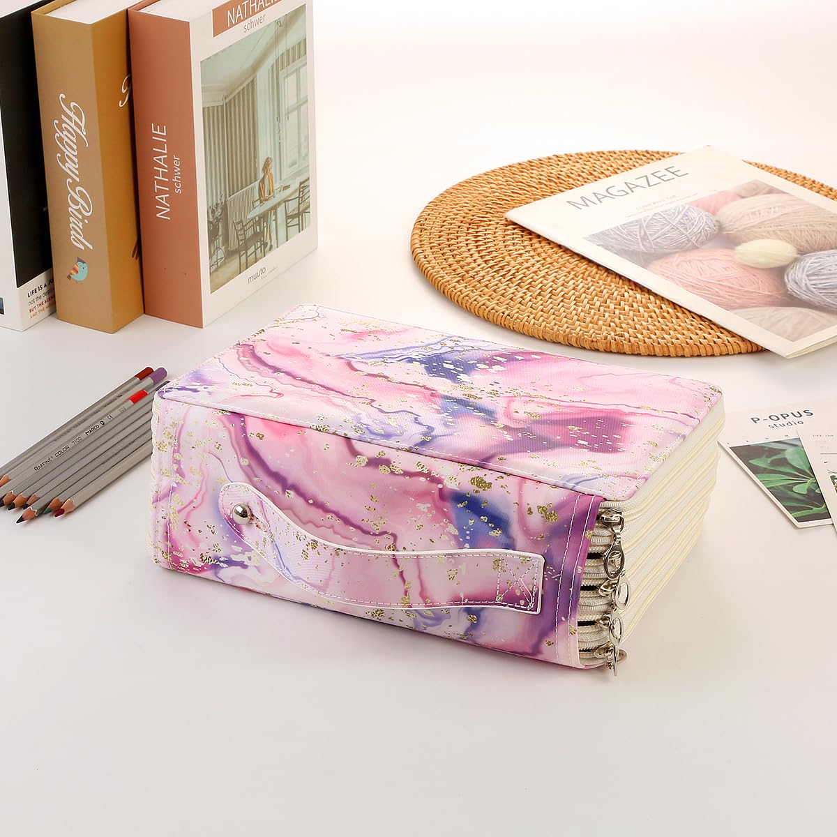 Lbxgap 250 Slots Colored Pencil Case Organizer, 5 Layer Bag