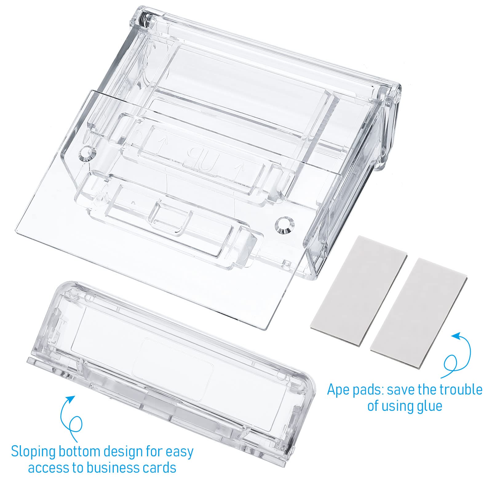 Vicenpal Outdoor Wall Mount Business Card Holder Acrylic Clear, 4 Pieces