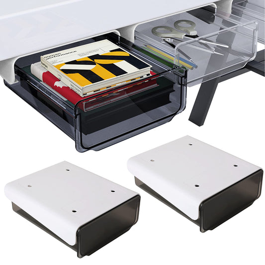 Davidsons Collection Self-adhesive Under Desk Drawer, 2 Packs Table Hidden Organizer Slide Out