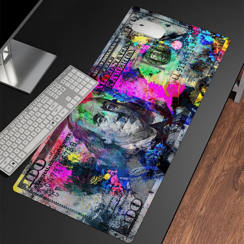 Reateforin Rainbow 100 Dollar Bills Money Gaming Mouse Pad Hundreds of US Dollar Currency Non-Slip