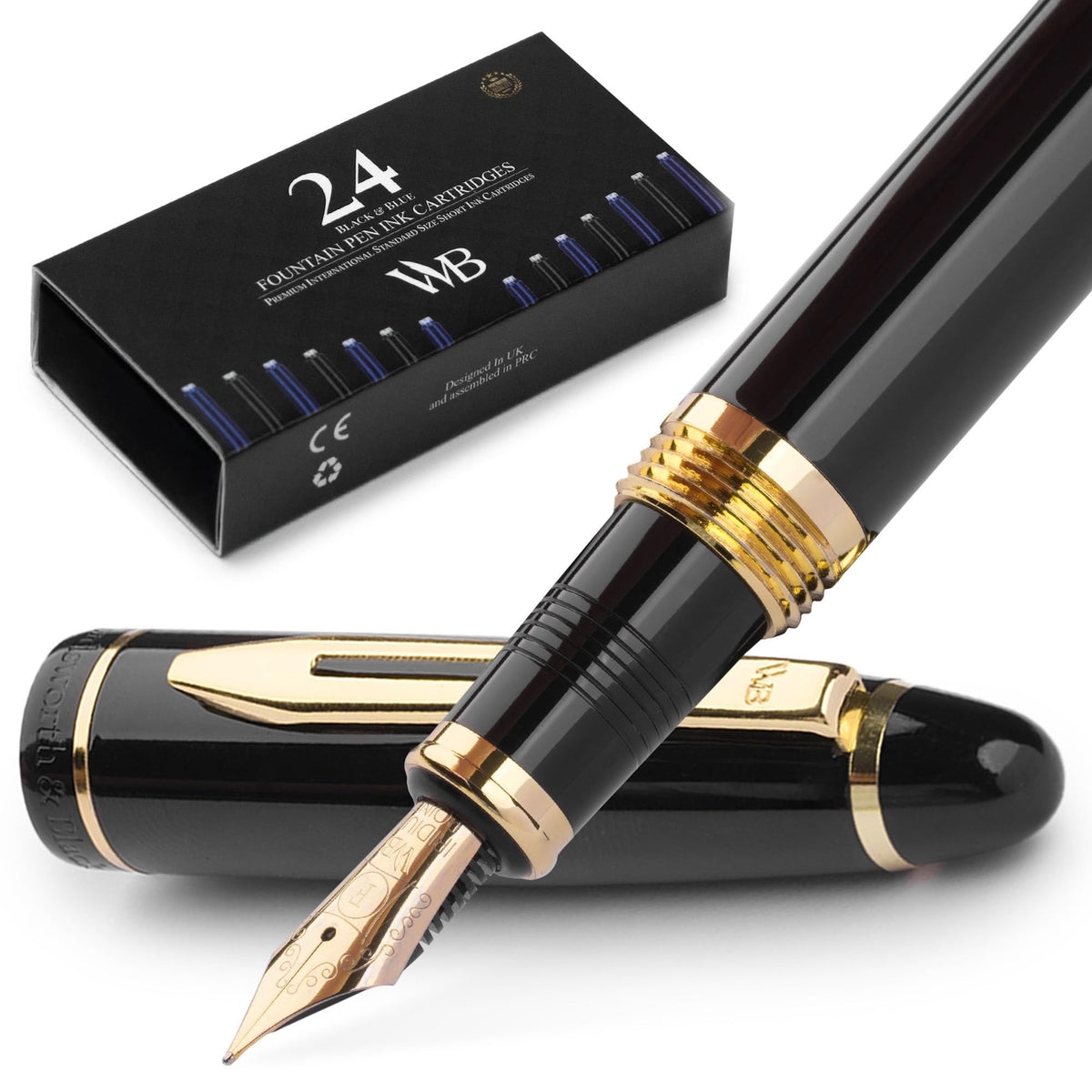 Wordsworth & Black Majesti Fountain Pen Set for Writing, Fine Nib
