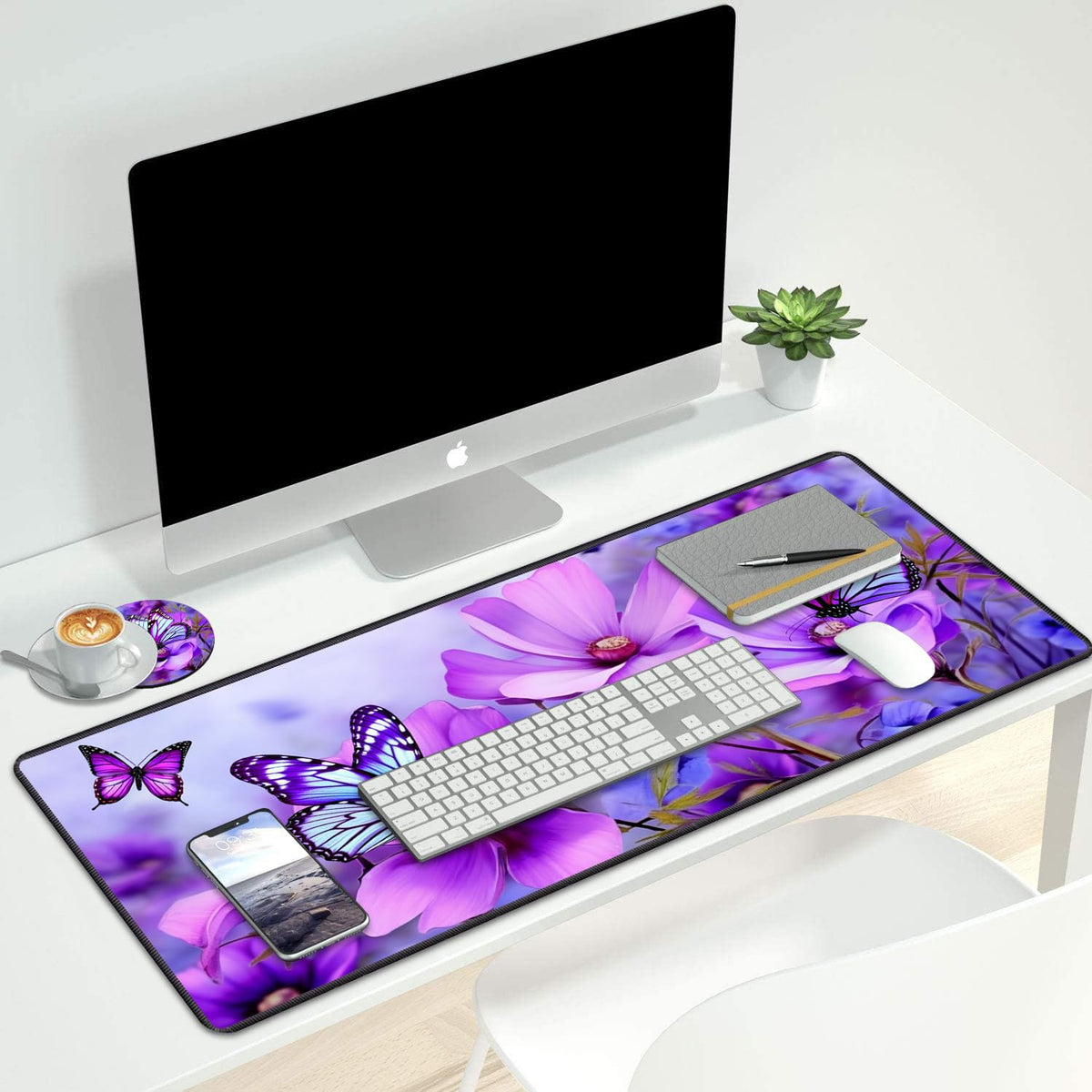 Desk Pad Mat Gaming Mouse Pads with Coasters,Stitched Edges Design Mouse Pad XXL Large Mouse Pad
