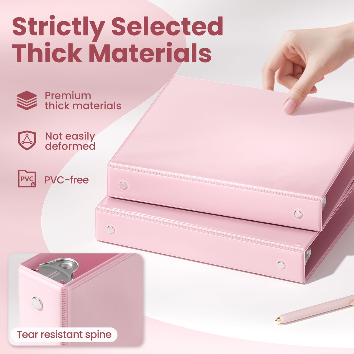 SUNEE 3 Ring Binder 1 Inch 4 Pack, Clear View 1" Binders Three Ring PVC-Free (Fit 8.5x11 Inches)