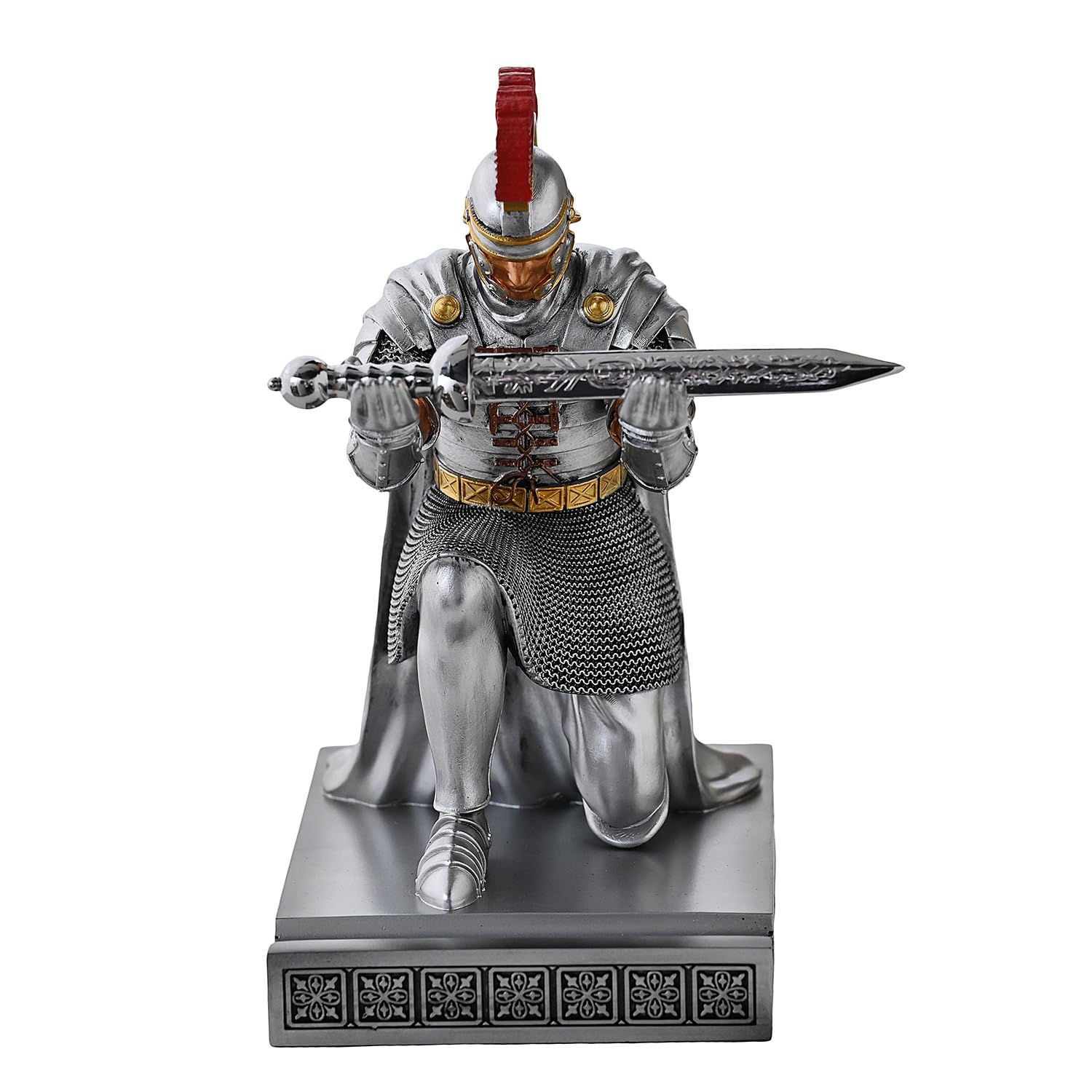 Roman Praetorian Prefect Warrior Knight Pen Holder Desk Ornament Silver