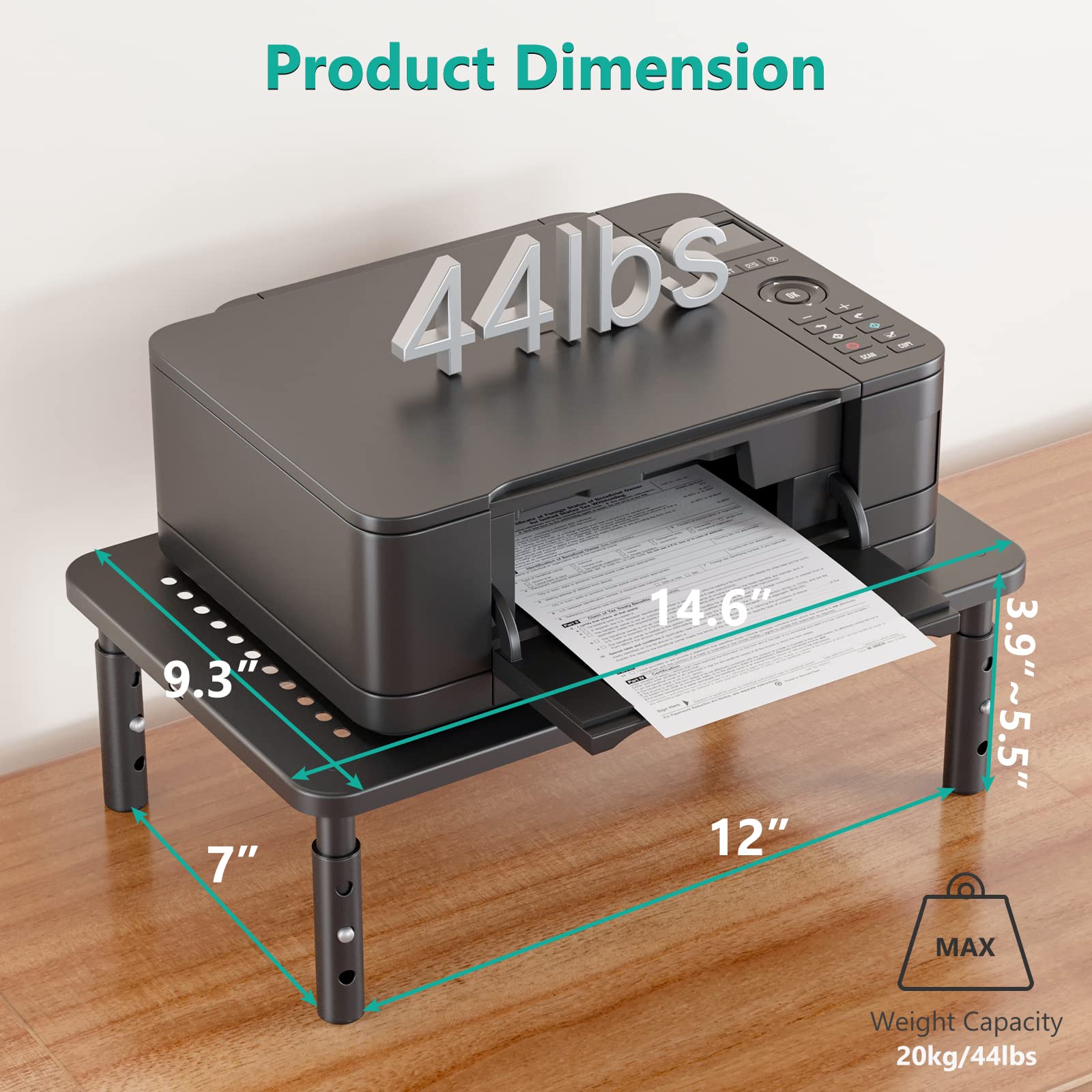 WALI Dual Monitor Stand for Desk, Adjustable Laptop Riser, up to 44 lbs