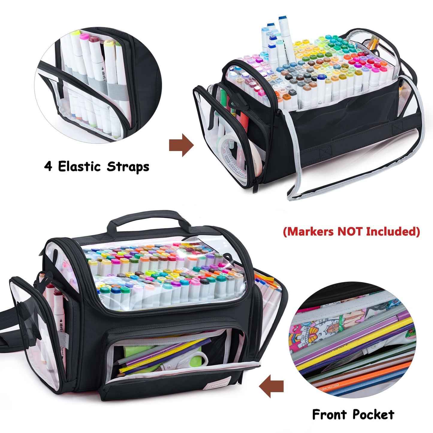 Large Marker Case for 200-300 Markers, Marker Organizer Bag,Pen Storage