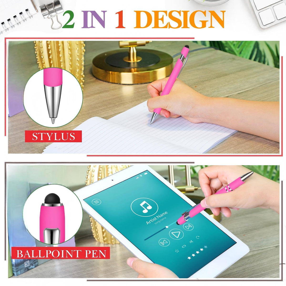 Zonon 38 Pcs Stylus Ballpoint Pens, Metal Rubberized Grip, Red Series