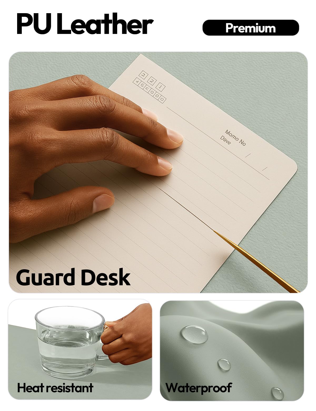 YSAGi Leather Desk Pad Protector, Office Desk Mat, Large Mouse Pad, Non-Slip PU Leather Desk