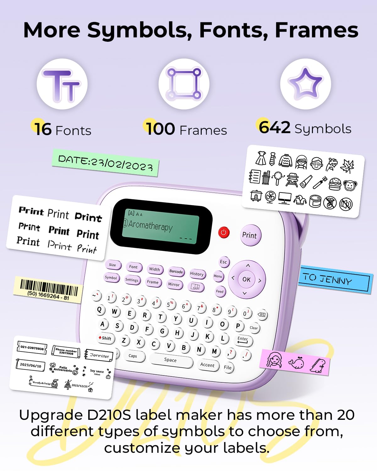 Vixic Label Maker Machine with Tapes, D210S Label Maker with Keyboard