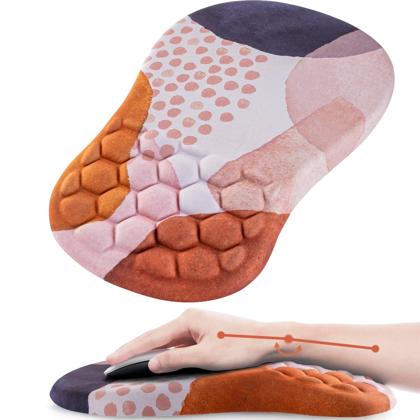 Laokiiy Ergonomic Mouse Pad Wrist Rest, 15° Memory Foam, Non-Slip PU Base