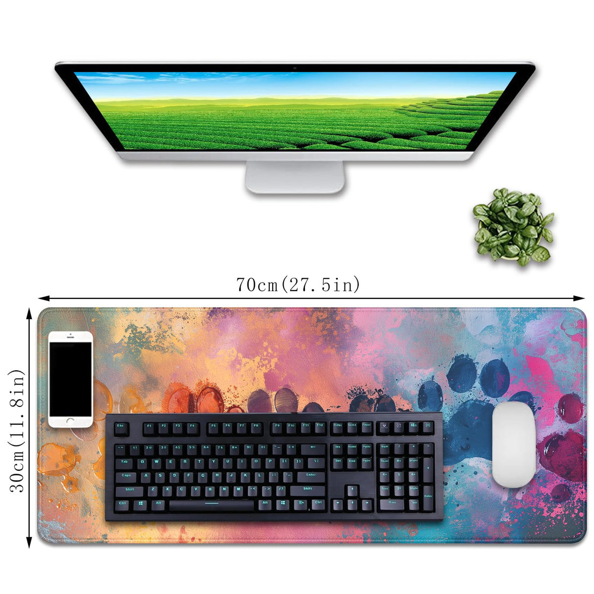 Cute Dog Paw Print Mouse Pad Desk Mat,Large Mouse Pads Desk,Full Mouse Pad