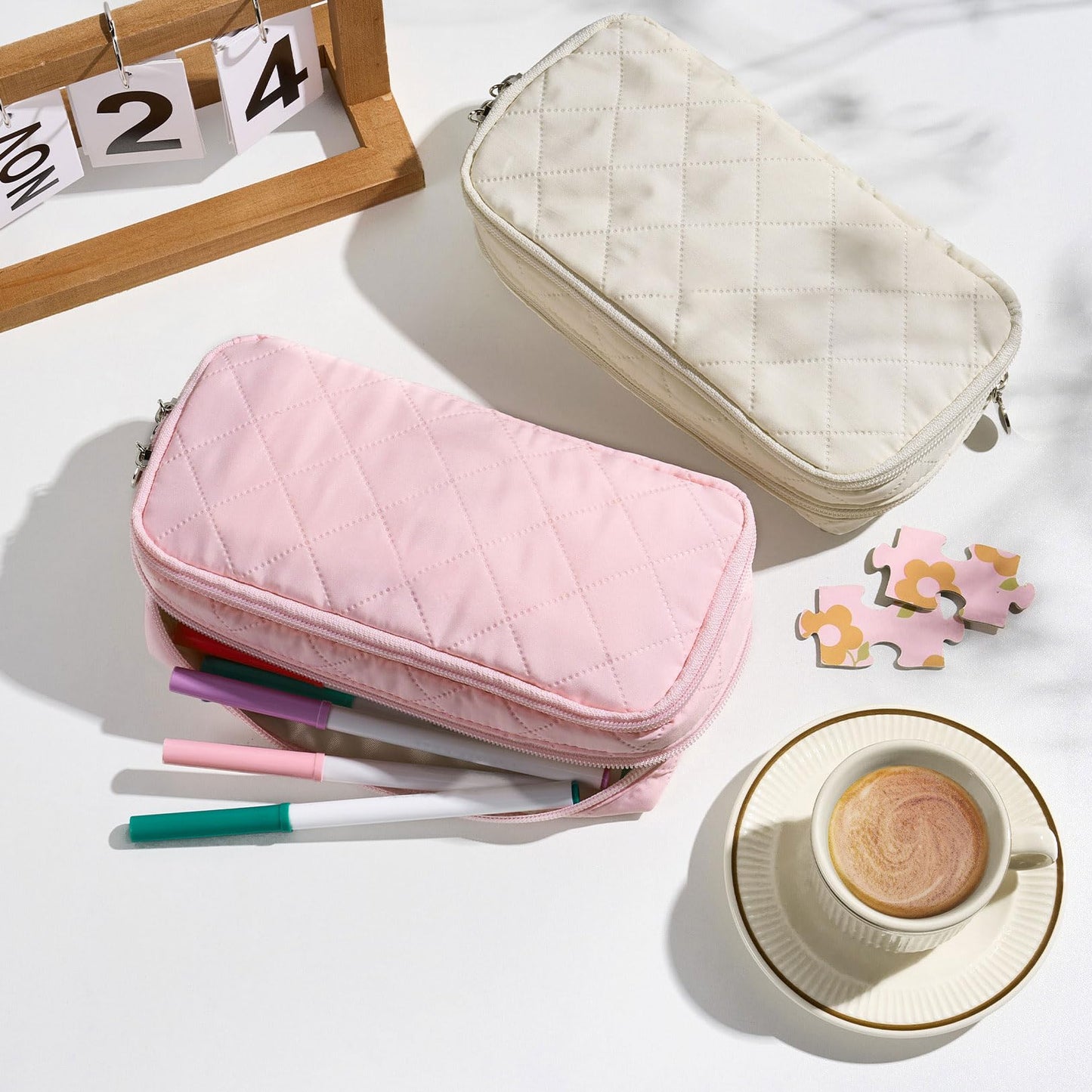 Sooez Large Pencil Case Pouch, Extra Big Pencil Bag with 8 Compartments, Pen Bag Wide Opening, Soft