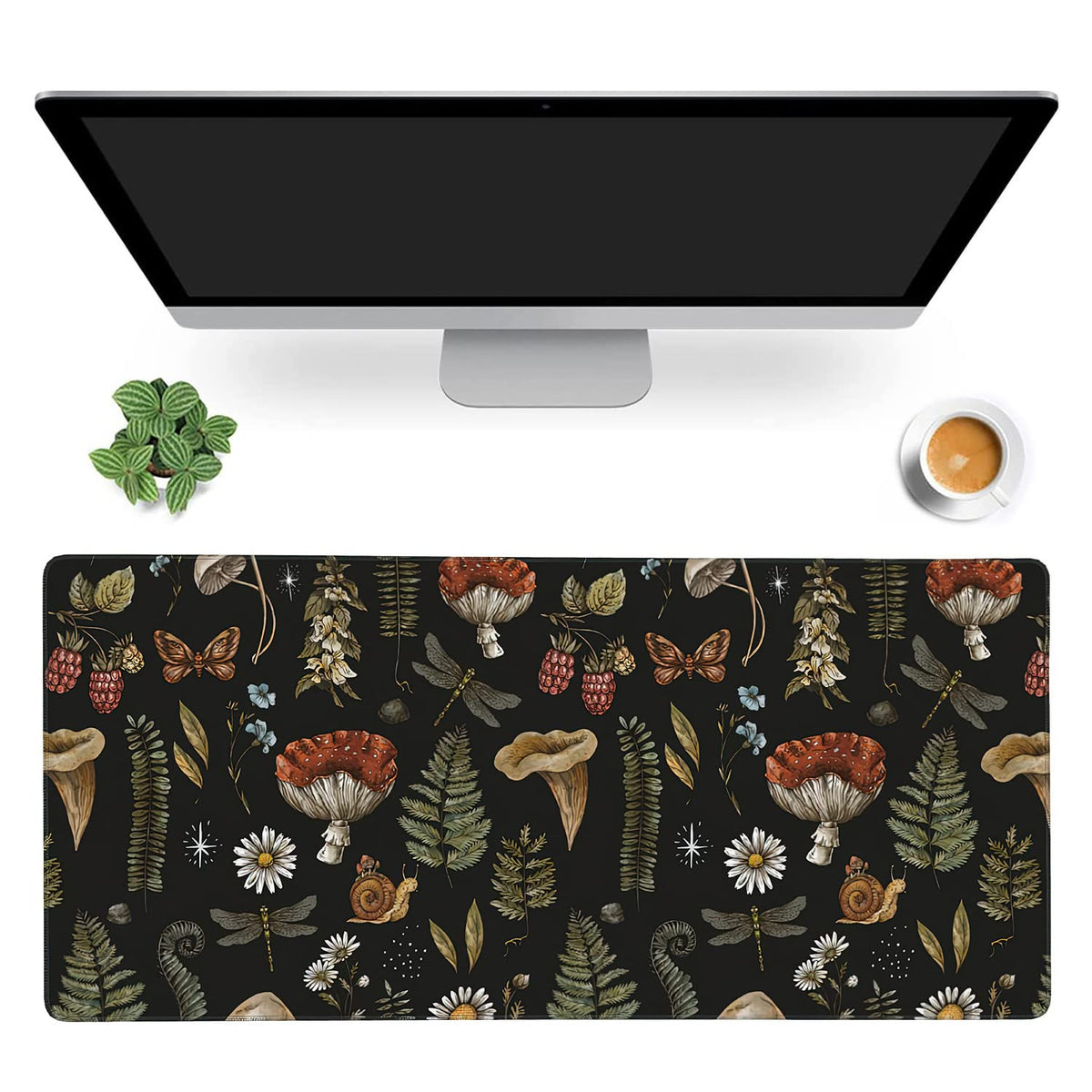 Vintage Mushroom Large Mouse Pad Extended Gaming Mouse Pad Waterproof Desk Mat with Stitched