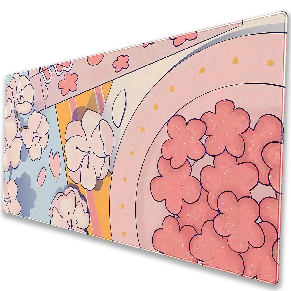 Pink Sakura Desk Mat, Kawaii Floral XXL Large Gaming Mouse Pad