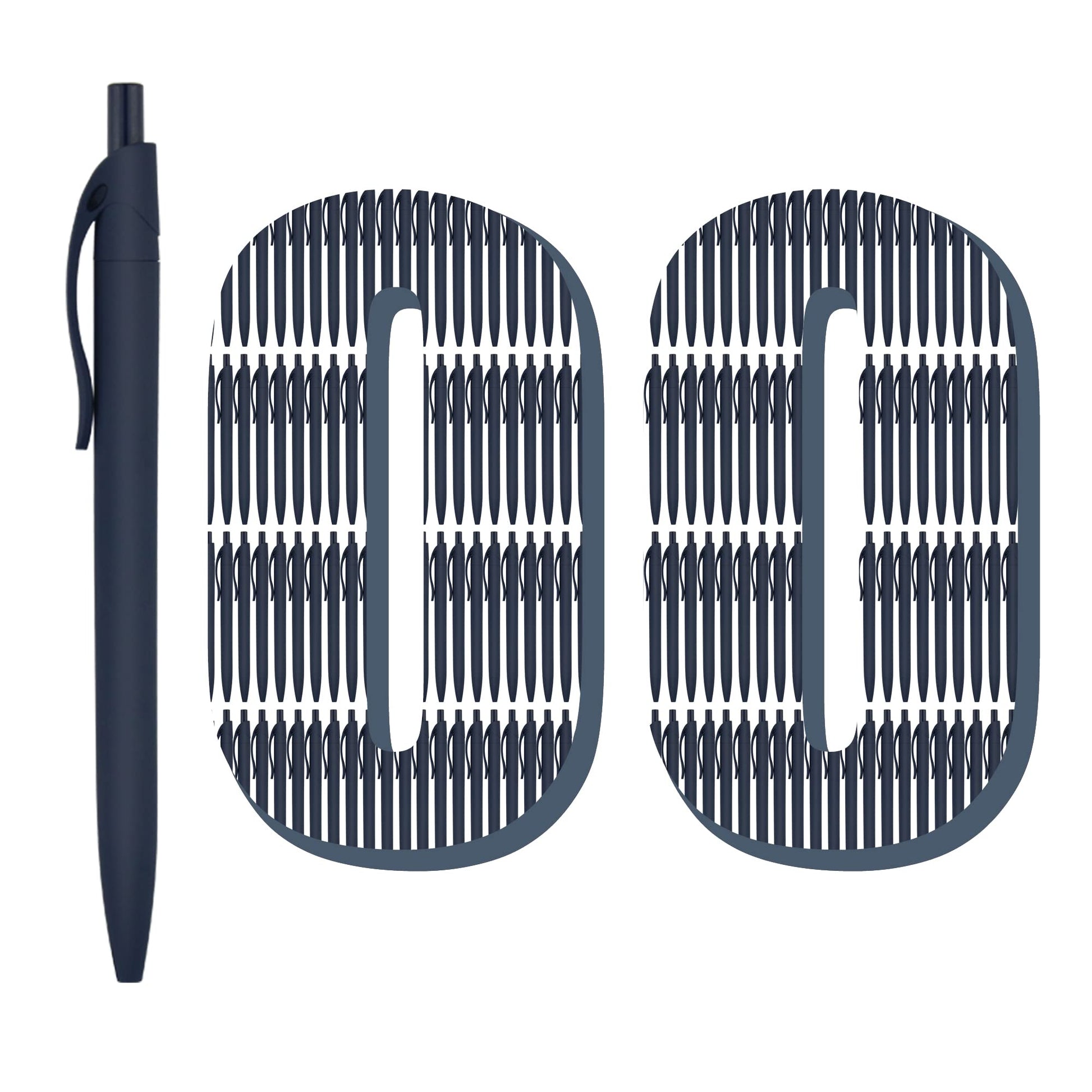 deegtran 100 Pack No Bleed Blue Barrel Click Pens, Wholesale Retractable Ballpoint Pens, Medium