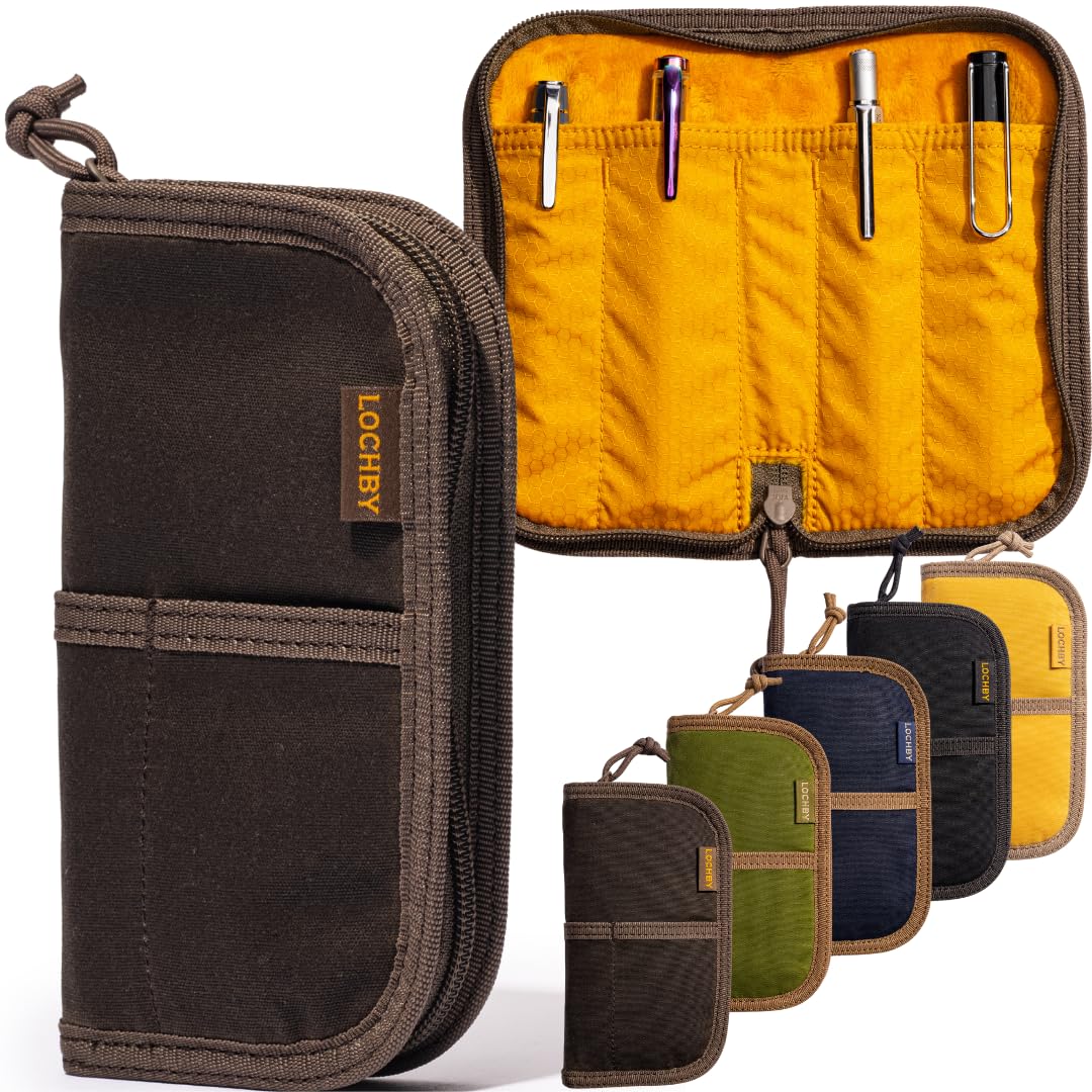 LOCHBY® Quattro | Slim and Elegant Pen Pouch, Durable Waxed Canvas, Lightly Padded for Fountain Pen