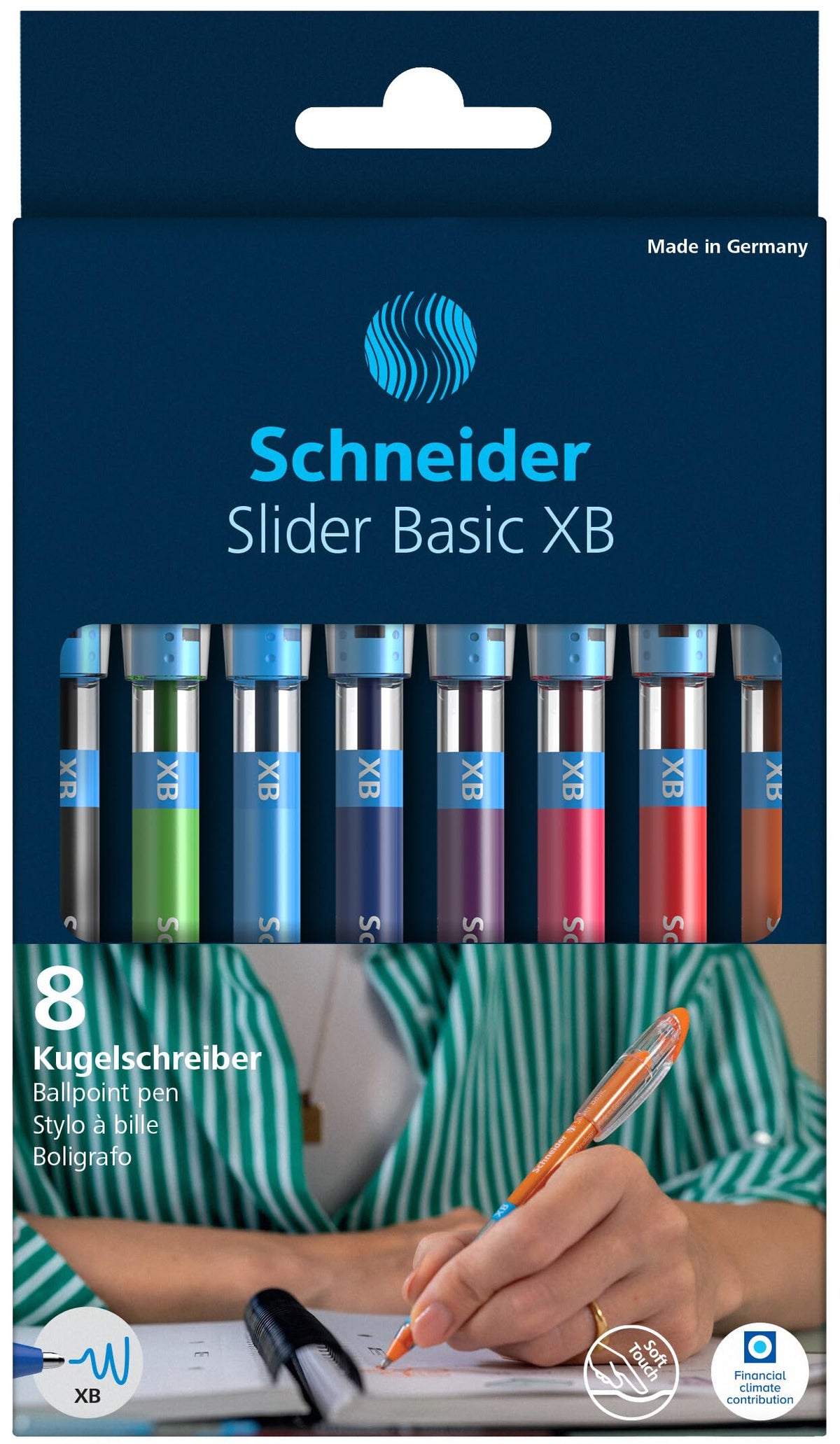 Schneider Slider Basic XB (Extra Broad) Ballpoint Pen, 1.4 mm, Transparent Barrel, Assorted Ink