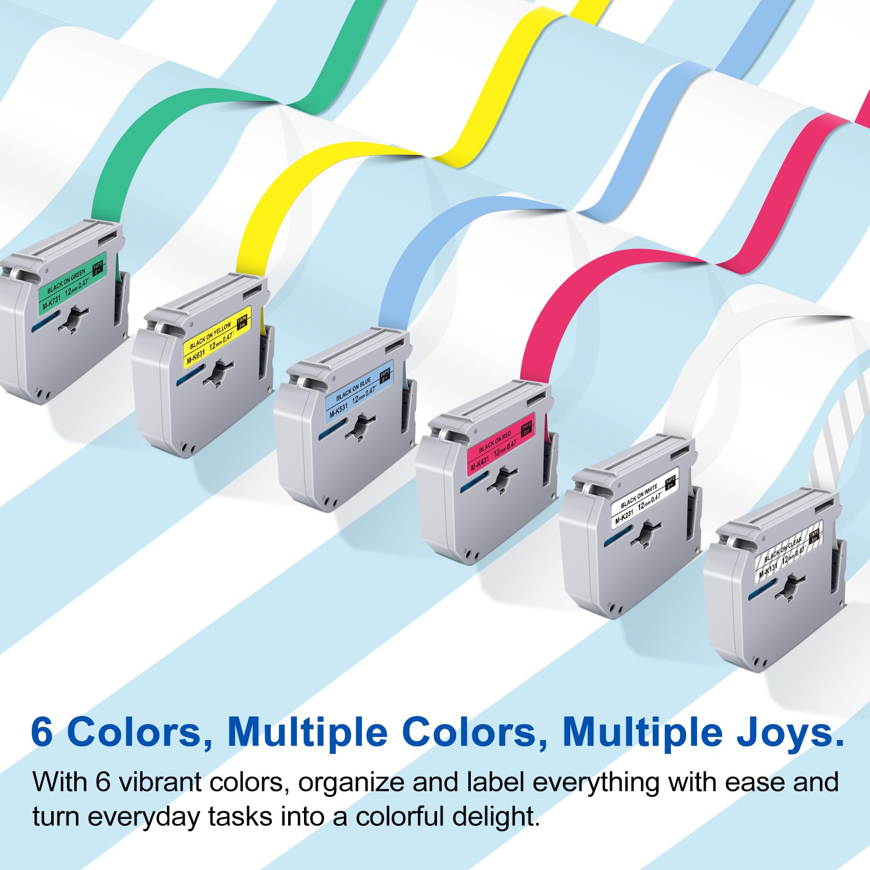 Womiten PT-M95 Label Maker Tape Compatible for Brother M Tape M-K231s Color