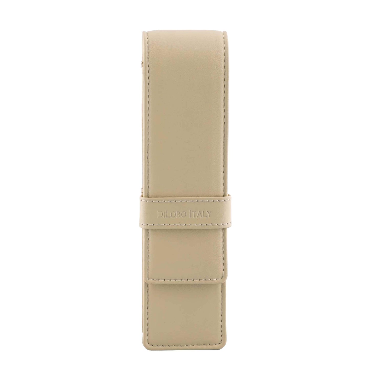 DiLoro Leather Double Pen Case Pencil Pouch Holder for Two Fountain Ballpoint Rollerball Pens and